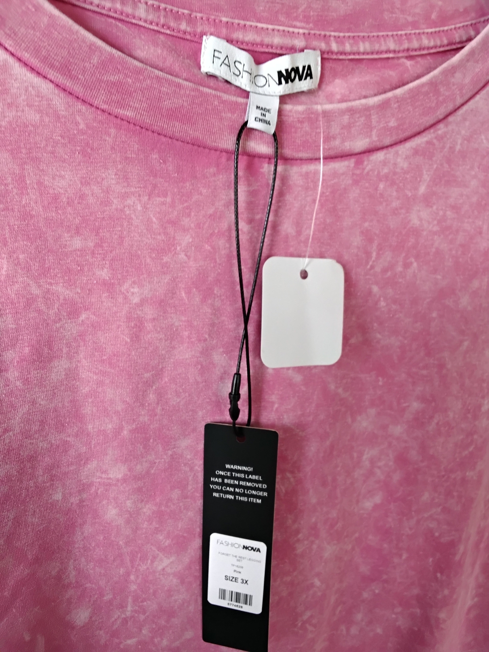 Fashion Nova Pink Mineral Wash Tee With Matching Pants - Picture 2 of 3